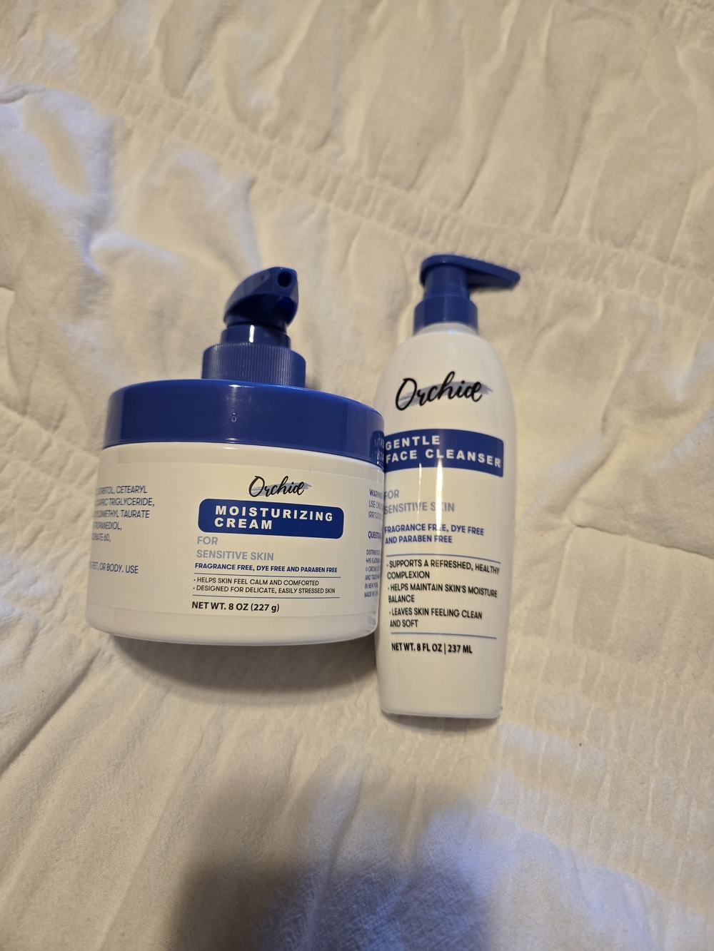 Orchids Moisturizing Cream & Gentle Face Cleanser - White & Blue